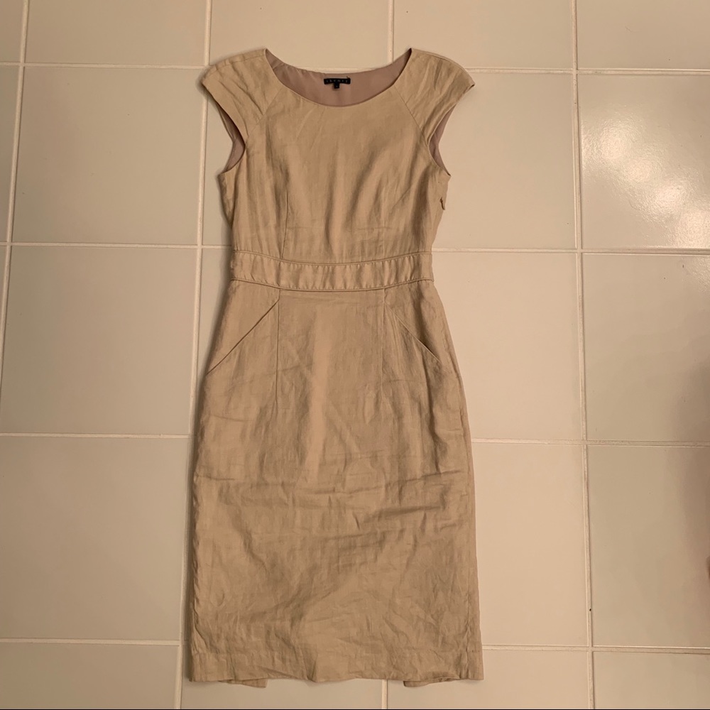 Theory Linen Pencil Shift Sheath Dress SZ 0